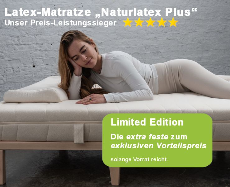 Naturlatex Plus im Bio-Jersey Bezug, 140x200cm
